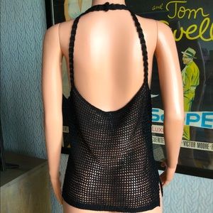 NWOT Free People Black Crochet Tank Top L